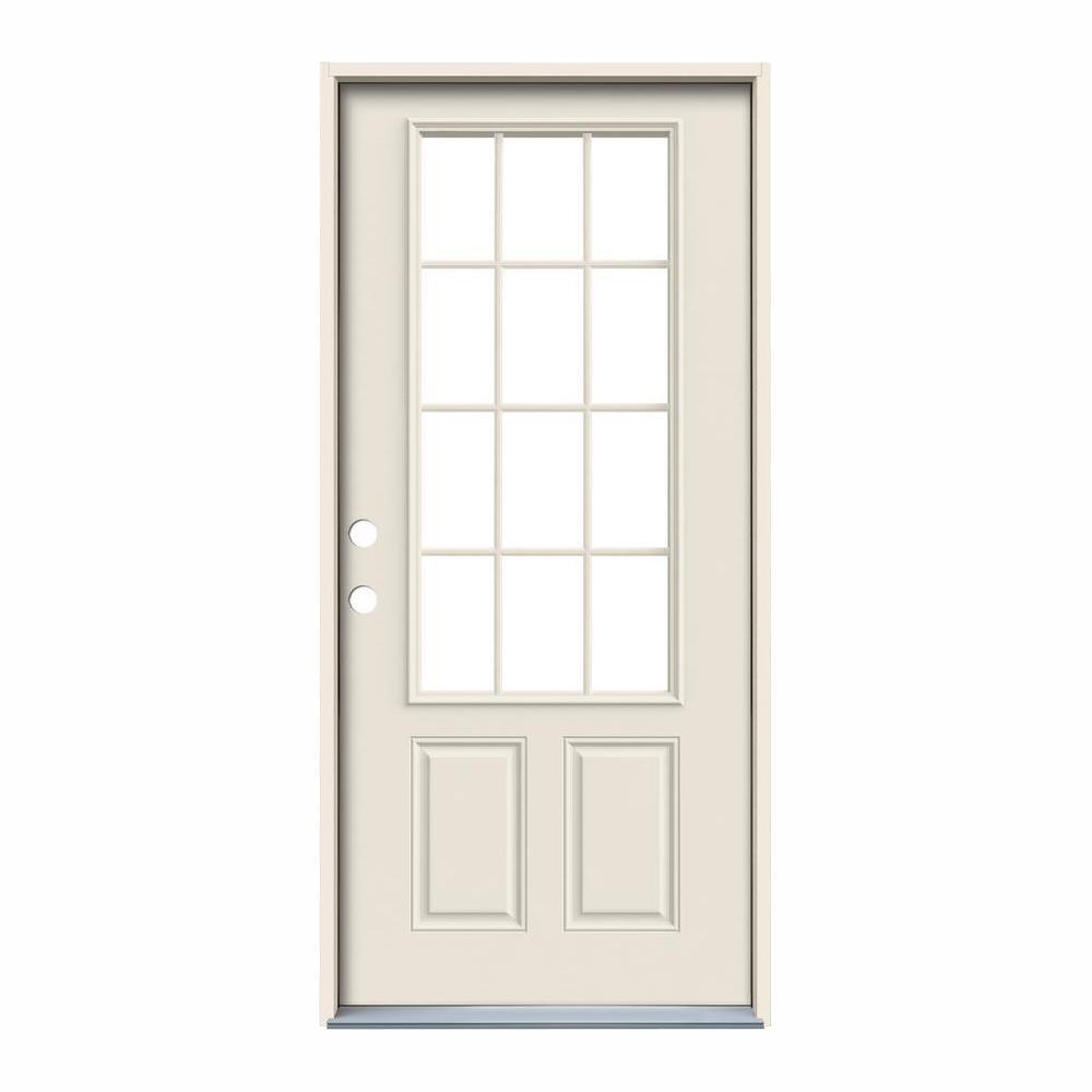 32 in. x 80 in. 12 Lite Primed Steel Prehung Right-Hand Inswing Back Door - Super Arbor