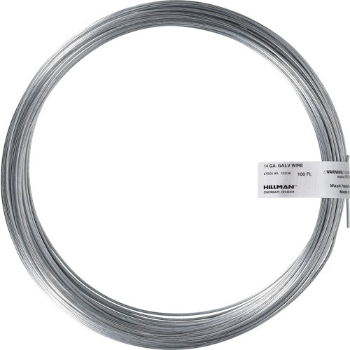 Hillman 0.078 - 0.082 in. Diameter x 100 ft Galvanized Steel 14-Gauge Wire