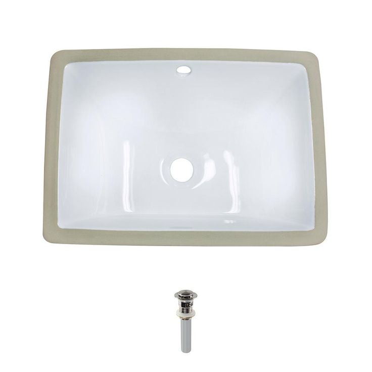MR Direct Undermount Porcelain Bathroom Sink in White with Pop-Up Drain in Brushed Nickel