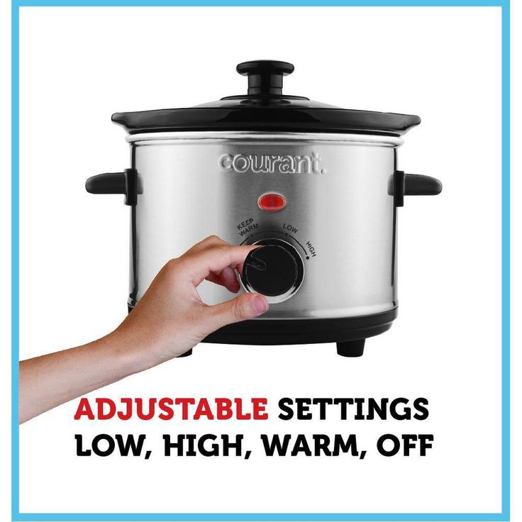 1.5 Qt. Brushed Stainless Steel Slow Cooker with Temperature Settings and Tempered Glass Lid