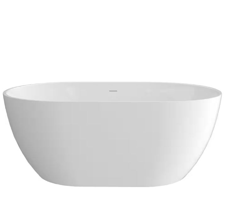Baily 59 in. Acrylic Oval Slipper Flatbottom Freestanding Bathtub in Glossy White