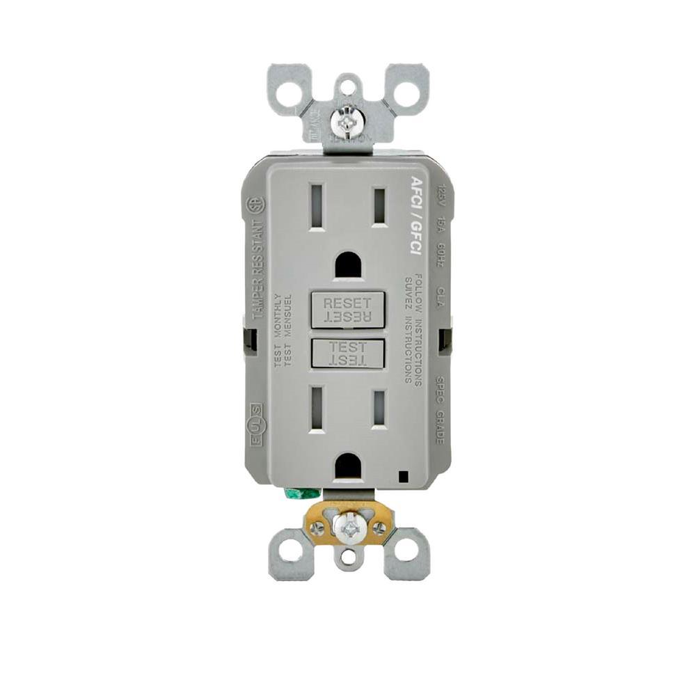 15 Amp 125-Volt Duplex Self-Test SmartlockPro Tamper Resistant AFCI/GFCI Dual Function Outlet, White - Super Arbor
