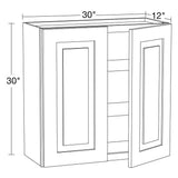 Home Decorators Collection Grayson 30 in. W x 12 in. D x 30 in. H Assembled Plywood Wall Kitchen Cabinet in Pearl Gray with Soft Close