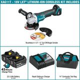 18-Volt LXT Brushless 4-1/2 in./5 in. Paddle Switch Cut-Off/Angle Grinder Kit with bonus 18-Volt LXT L.E.D. Flashlight