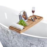 Freestanding 67 in. Acrylic Flatbottom Bathtub Modern Stand Alone Tub Luxurious SPA Tub in Glossy Silver - Super Arbor