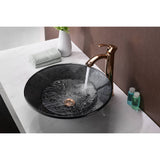 ANZZI Jonas Round Glass Vessel Sink, Arctic Sheer, 17.7 x 17.7 x 5.7 in, LS-AZ8215