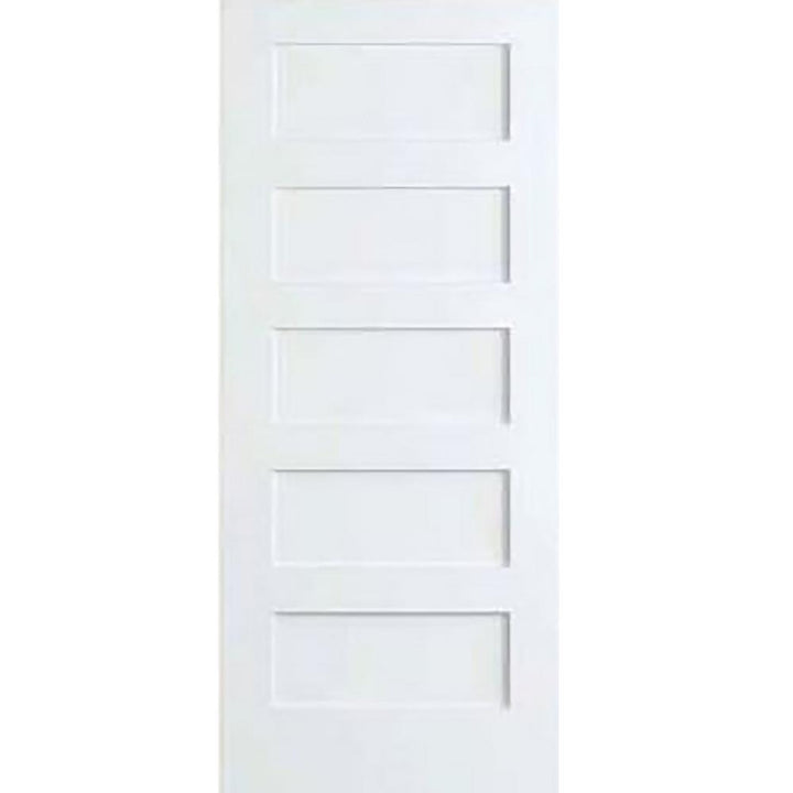 30 in. x 80 in. White 5-Panel Shaker Solid Core Wood Interior Door Slab - Super Arbor