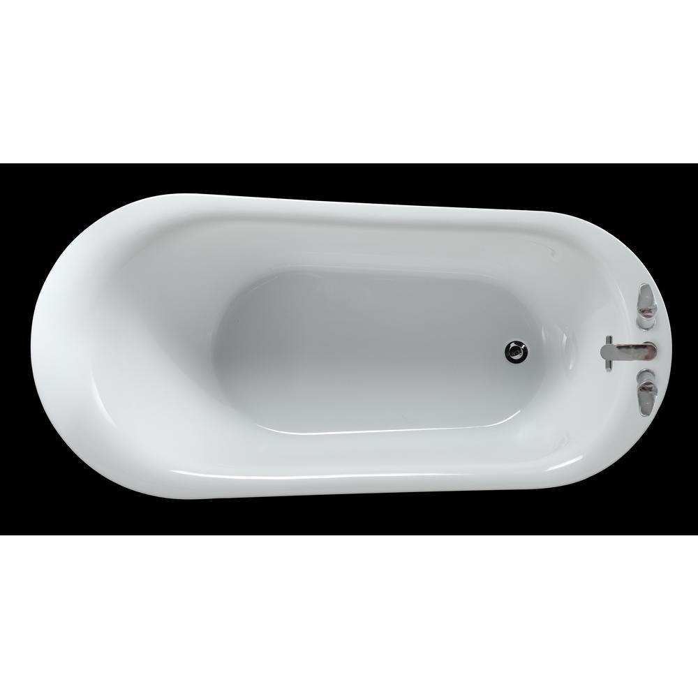 Rachel 70 in. Acrylic Slipper Flatbottom Non-Whirlpool Reversible Drain Bathtub in White - Super Arbor