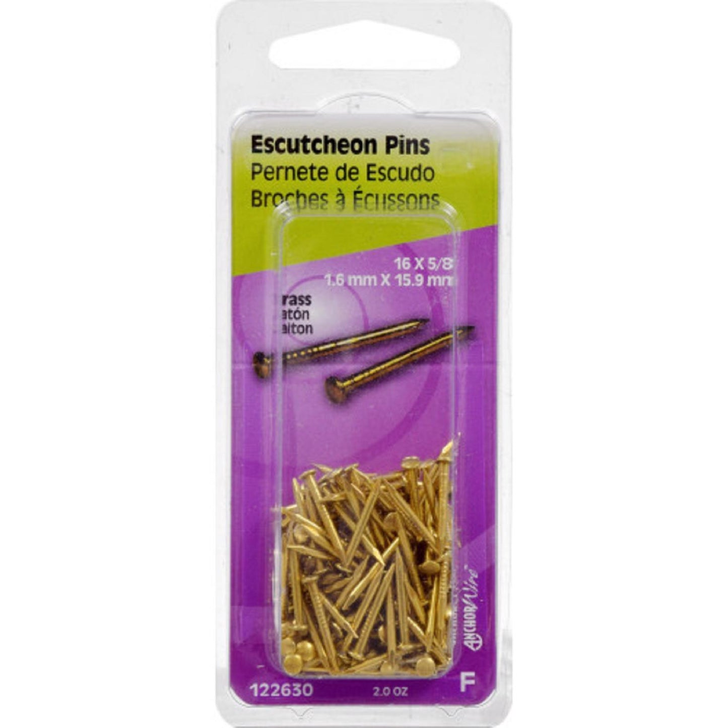 Hillman 16 Ga x 5/8 in Brass Escutcheon Pins, 1 Pack, 2 oz