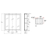 Claremont 36 in. W x 30 in. H x 4-3/4 in. D Framed Tri-View Bathroom Medicine Cabinet in Honey Oak - Super Arbor