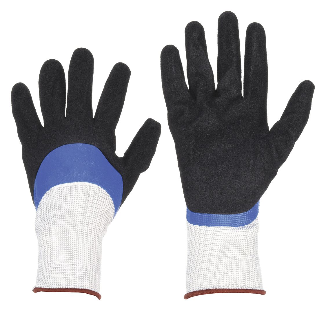 CONDOR Double-Dipped Nitrile Coated Gloves - 2XL, Rough Finish