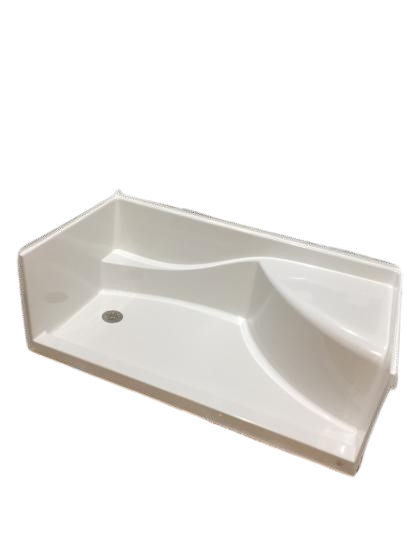 Coronado 60 in. x 30 in. Single Threshold Right Drain Shower Pan in White with Built-In Shower Bench