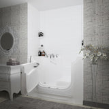 NOVA Heated Rampart Wheelchair Accessible 5 ft. walk-in bathtub with 6 in. Tile Easy Up Adhesive Wall Surround in White - Super Arbor