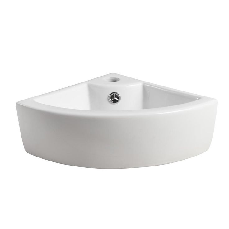 Elanti Wall-Mounted Corner Bathroom Sink in White