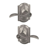 Schlage F51 Accent/Camelot Accent with Camelot Satin Nickel Reversible Keyed Entry Door Handle