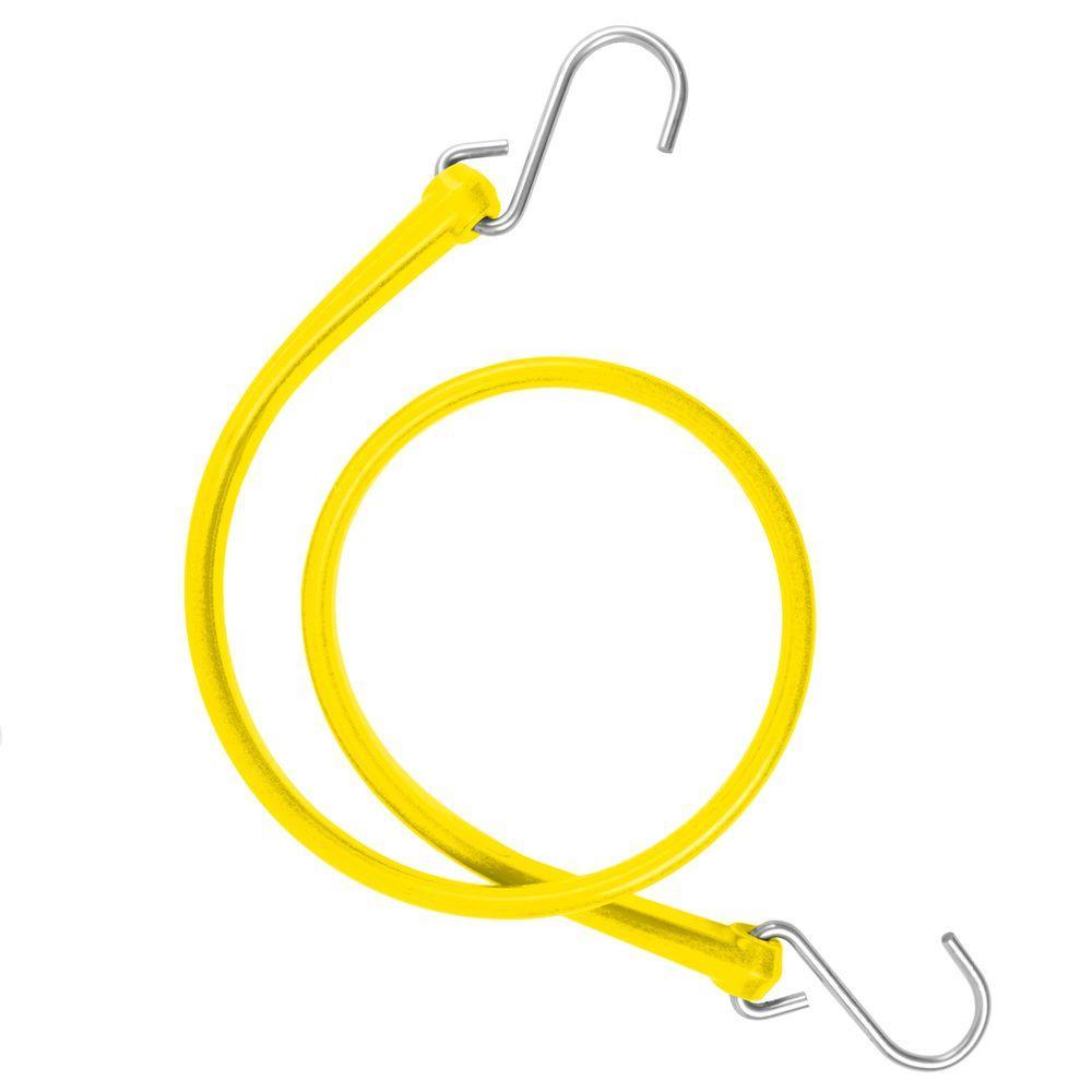 31 in. Polyurethane Bungee Strap with Galvanized S-Hooks (Overall Length: 36 in.) in Yellow - Super Arbor