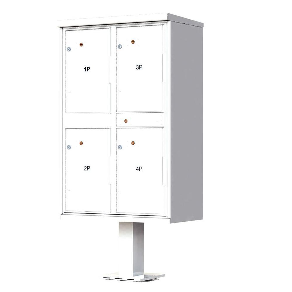 1590 Valiant Postal Gray 4-Compartment Parcel Lockers Pedestal Mount Mailbox - Super Arbor