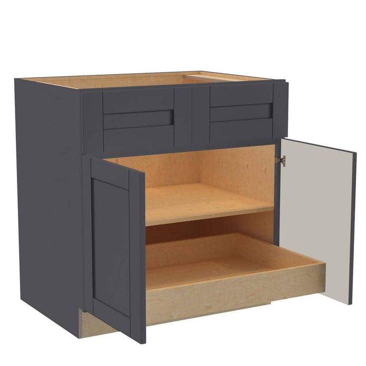 Home Decorators Collection Washington 33 in. W x 24 in. D x 34.5 in. H Assembled Plywood Base Kitchen Cabinet in Onyx with Soft Close Doors
