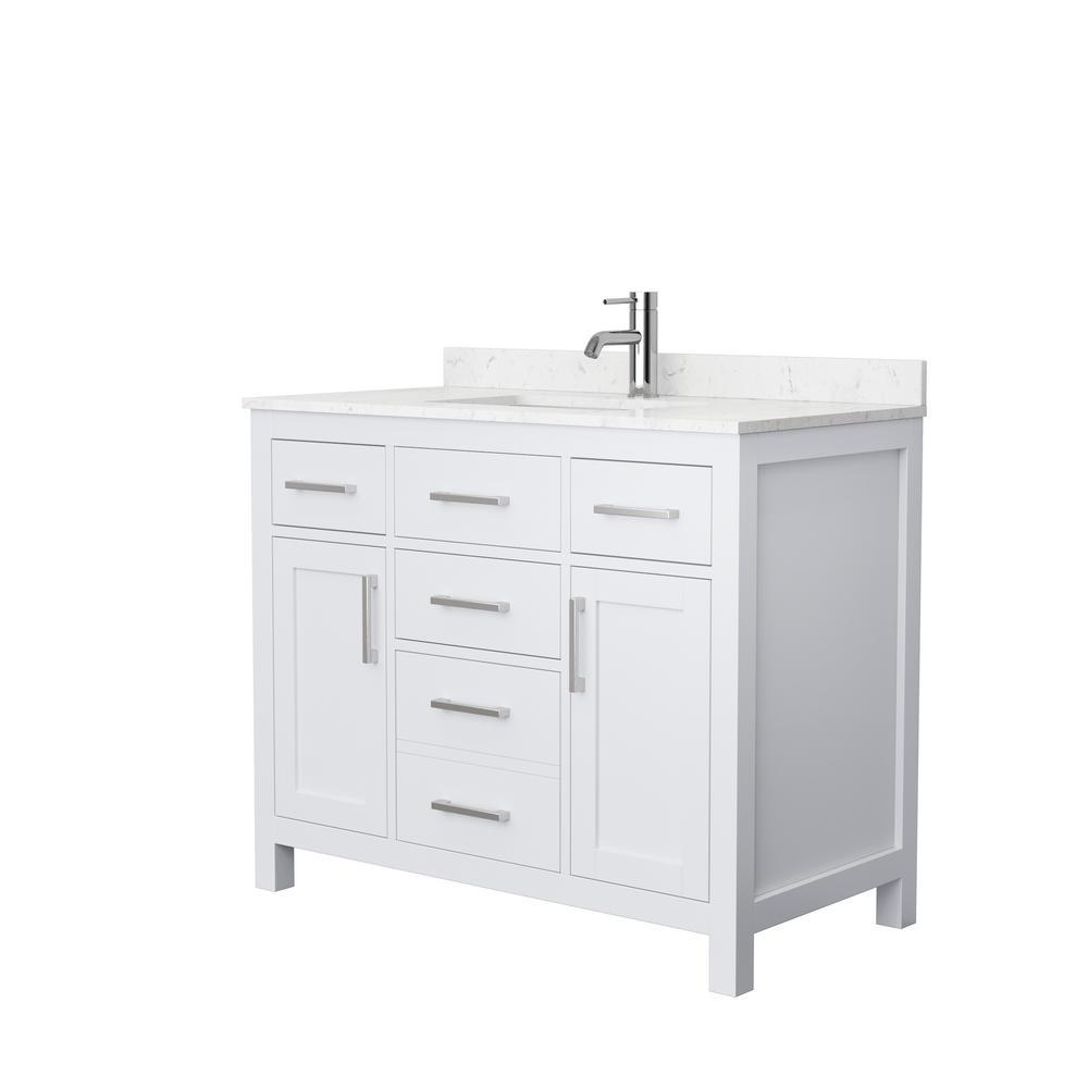 Beckett 54 in. W x 22 in. D Single Vanity in White with Cultured Marble Vanity Top in Carrara with White Basin - Super Arbor