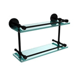 16 in. L x 8 in. H x 5 in. W 2-Tier Clear Glass Bathroom Shelf with Gallery Rail in Brushed Bronze - Super Arbor