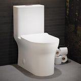 Burdon 1-Piece 0.8/1.28 GPF Dual Flush Square Toilet in White, Seat Included - Super Arbor