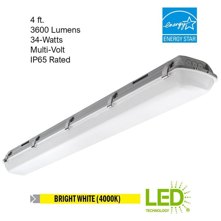Commercial Electric 4 ft. Vapor Tight 64-Watt Equivalent 3600 Lumens LED White High Bay Light 4000K Bright White IP65 Rated Weatherproof