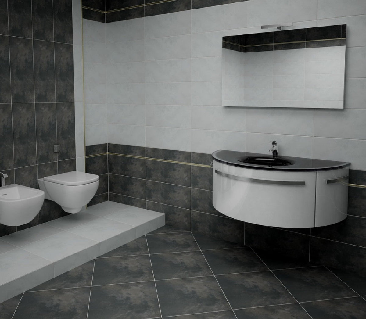 Emser Cosmopolitan Steel 12-in x 24-in Glazed Porcelain Stone-Look Floor and Wall Tile, 6-Pack