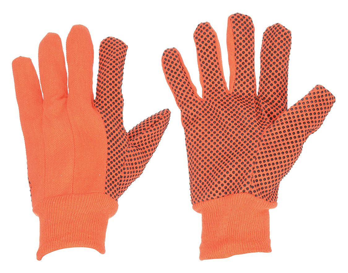 CONDOR Knit Gloves PVC Dotted - Large Orange