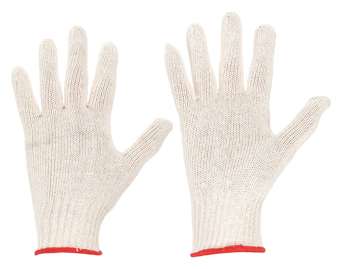 CONDOR Beige Cotton/Polyester Knit Gloves - Large, Uncoated, Seamless Construction
