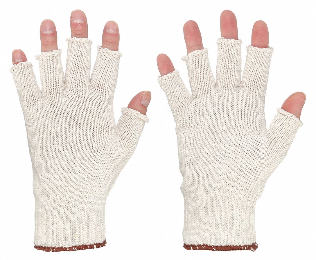 CONDOR Fingerless Knit Gloves, Small, Cotton & Polyester, Beige