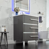 Eviva Deluxe 32 in. W x 18 in. D x 34 in. H Single Freestanding Bath Vanity in Gray with White Porcelain Integrated Sink Top