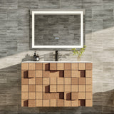 Eviva Mosaic 33"W x 20"D Natural Oak Wall Mount Bathroom Vanity with White Solid Surface Countertop and Integrated Sink