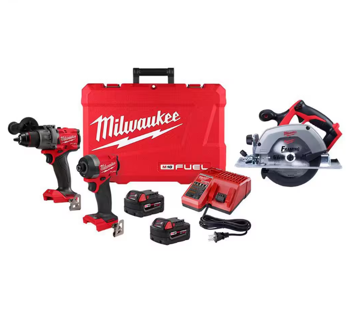 M18 FUEL 18-V Lithium-Ion Brushless Cordless Hammer Drill and Impact Driver Combo Kit (2-Tool) w/6-1/2 in. Circular Saw