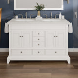 Eviva Elite Stamford 48 in. W x 24 in. D x 34 in. H Double Bath Vanity in White with White Carrara Top and Undermount White Sinks