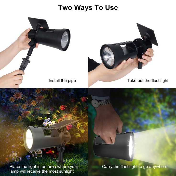 Solar 3.7-Volt Black LED Spotlight with Multi-Function Flashlight (4-Pack)