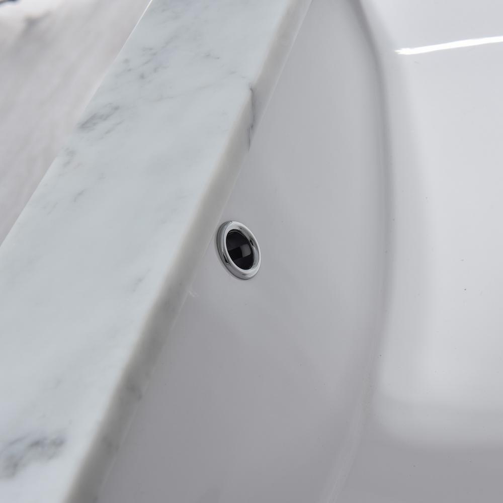 Harlow 61 in. W x 22 in. D Single Basin Carrara Marble Vanity Top in Carrara White with White Vitreous China Basin - Super Arbor