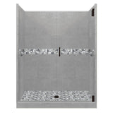 Del Mar Grand Hinged 36 in. x 54 in. x 80 in. Center Drain Alcove Shower Kit in Natural Buff and Satin Nickel Hardware - Super Arbor