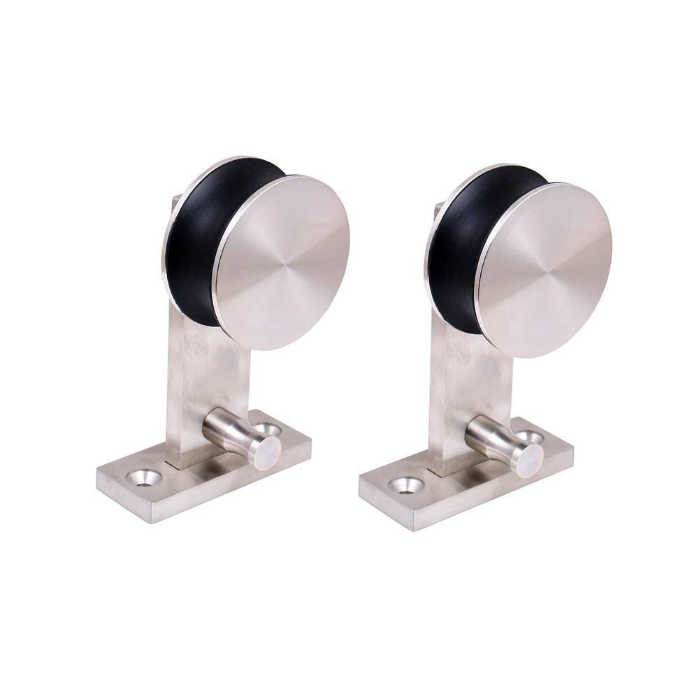 Top Mount 79 in. Stainless Steel Barn Style Sliding Door Track and Hardware Set - Super Arbor