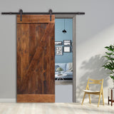 30 in. x 84 in. Z-Bar Wood Sliding Barn Door with Sliding Door Hardware Kit - Super Arbor