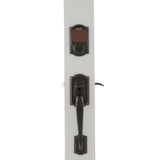 Camelot Aged Bronze Sense Smart Deadbolt and Camelot Handleset with Accent Lever with Camelot Trim