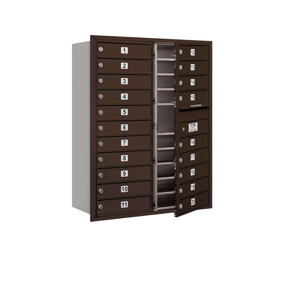 41 in. H x 31-1/8 in. W Aluminum Front Loading 4C Horizontal Mailbox with 20 MB1 Doors - Super Arbor