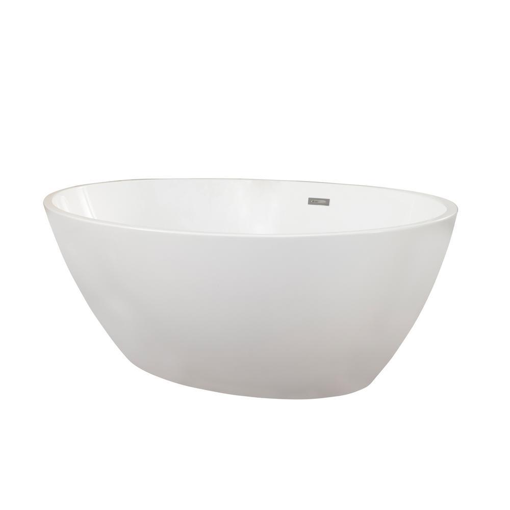Jolie 55 in. Acrylic Flatbottom Non-Whirlpool Soaking Bathtub in White - Super Arbor