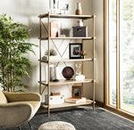 Safavieh Rigby Gold Liquid/Rustic Oak Metal Etagere