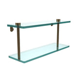 16 in. L x 8 in. H x 5 in. W 2-Tier Clear Glass Vanity Bathroom Shelf in Satin Brass - Super Arbor