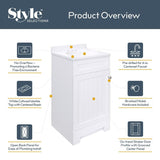 Style Selections Ellenbee 18-in White Single Sink Bathroom Vanity with White Cultured Marble Top