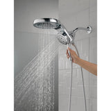 HydroRain Two-in-One 5-Spray 6 in. Dual Wall Mount Fixed and Handheld H2Okinetic Shower Head in Chrome - Super Arbor
