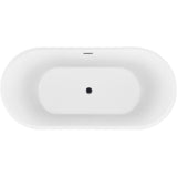 67 in. Matte Black Fiberglass Non-Whirlpool Bathtub with Tub Filler Combo - Modern Flat Bottom Stand Alone Tub - Super Arbor