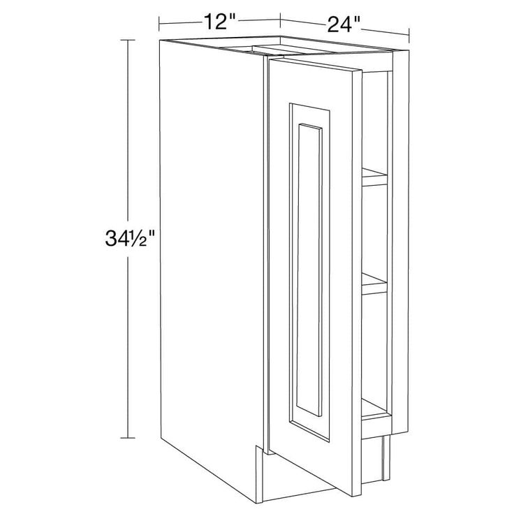 Home Decorators Collection Grayson 12 in. W x 24 in. D x 34.5 in. H Assembled Plywood Full Height Door Base Kitchen Cabinet in Pacific White LH