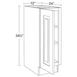 Home Decorators Collection Grayson 12 in. W x 24 in. D x 34.5 in. H Assembled Plywood Full Height Door Base Kitchen Cabinet in Pacific White LH