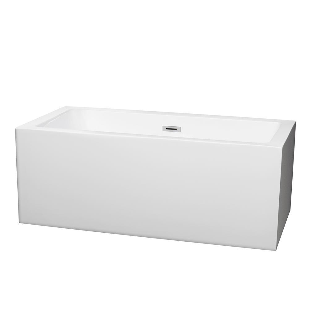 Melody 59.5 in. Acrylic Flatbottom Bathtub in White with Matte Black Trim - Super Arbor